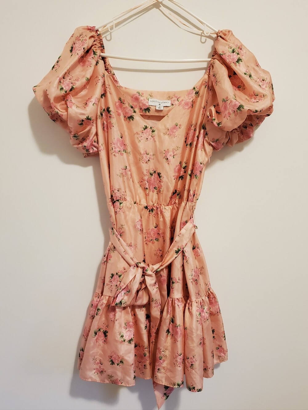 Love Shack Fancy Size 8 Puff Sleeve Pink Floral Short Dress Girly